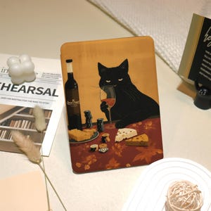 Cute Black Cat Tipsy Customized Kindle Case,Personalized Birthday Gift,For Kindle Colorsoft/Kindle Basic,Kindle 11 12 KindlePaperWhite 11/12