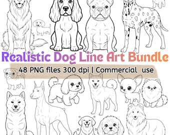 Dog Breeds Line Art, Coloring Pages Bundle (Instant Download)