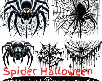 Spider Web Clipart Bundle: Gothic Halloween PNG Graphics (Digital Download
