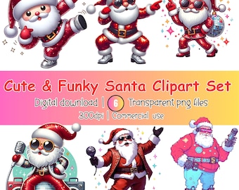 Santa Claus  & Funky Santa Clipart Set • Christmas PNG Bundle