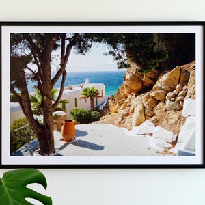Blick auf die griechische Insel - A3 Mykonos Mittelmeerküste Reisefotografie - Ungerahmt Wandkunst Home Office Hotel Dekor