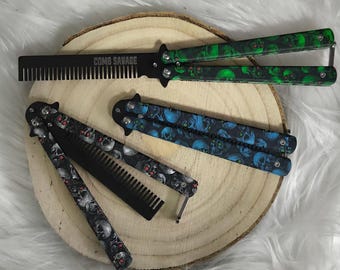 Personalized folding comb butterfly made of stainless steel with desired engraving as an unusual unique gift or special accessory