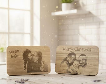 Personalized breakfast board with custom photo engraving | Wooden board with image & text | Unique gift idea