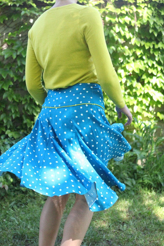 Falda de cubo azul con lunares nani iro - Etsy España