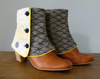 Nani Iro gaiters short lemon yellow and blue