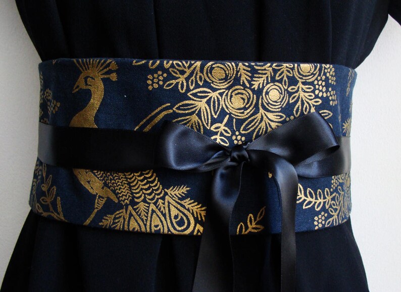 BLUE OBI BELT waves Ant Japanese Fish Etsy Canada