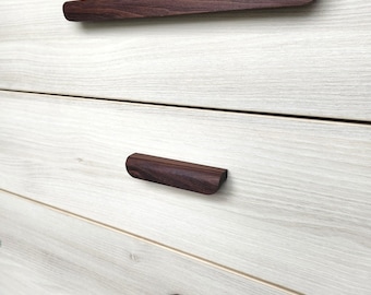 Tiradores y pomos de madera natural para armarios y cajones, tamaños personalizados.