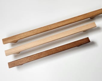 Solid wood cabinet pulls - handcrafted oak walnut ash handles - oiled finish.