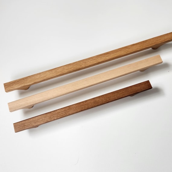 Solid wood cabinet pulls - handcrafted oak walnut ash handles - oiled finish.