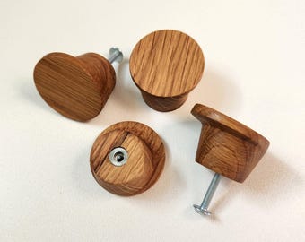 Wood Dresser Knobs: Natural Oiled Finish, Cabinet Hardware (1/9-16 Inches / 40mm Diameter)