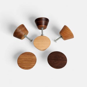 Solid Wood Cabinet Knobs 40mm (1 - 9/16 inches) – Ash, Oak, Walnut – Large Drawer Pulls for Kitchen, Dresser, Furniture