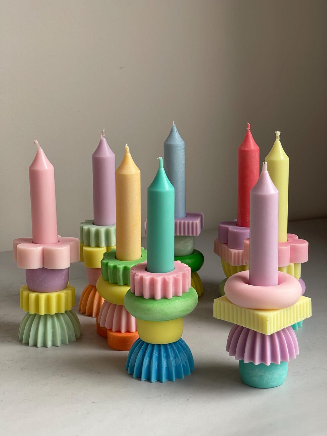 Pure Stack Pillar Taper Candle - Simplicity and Warmth. 4 Stackable Wax ...