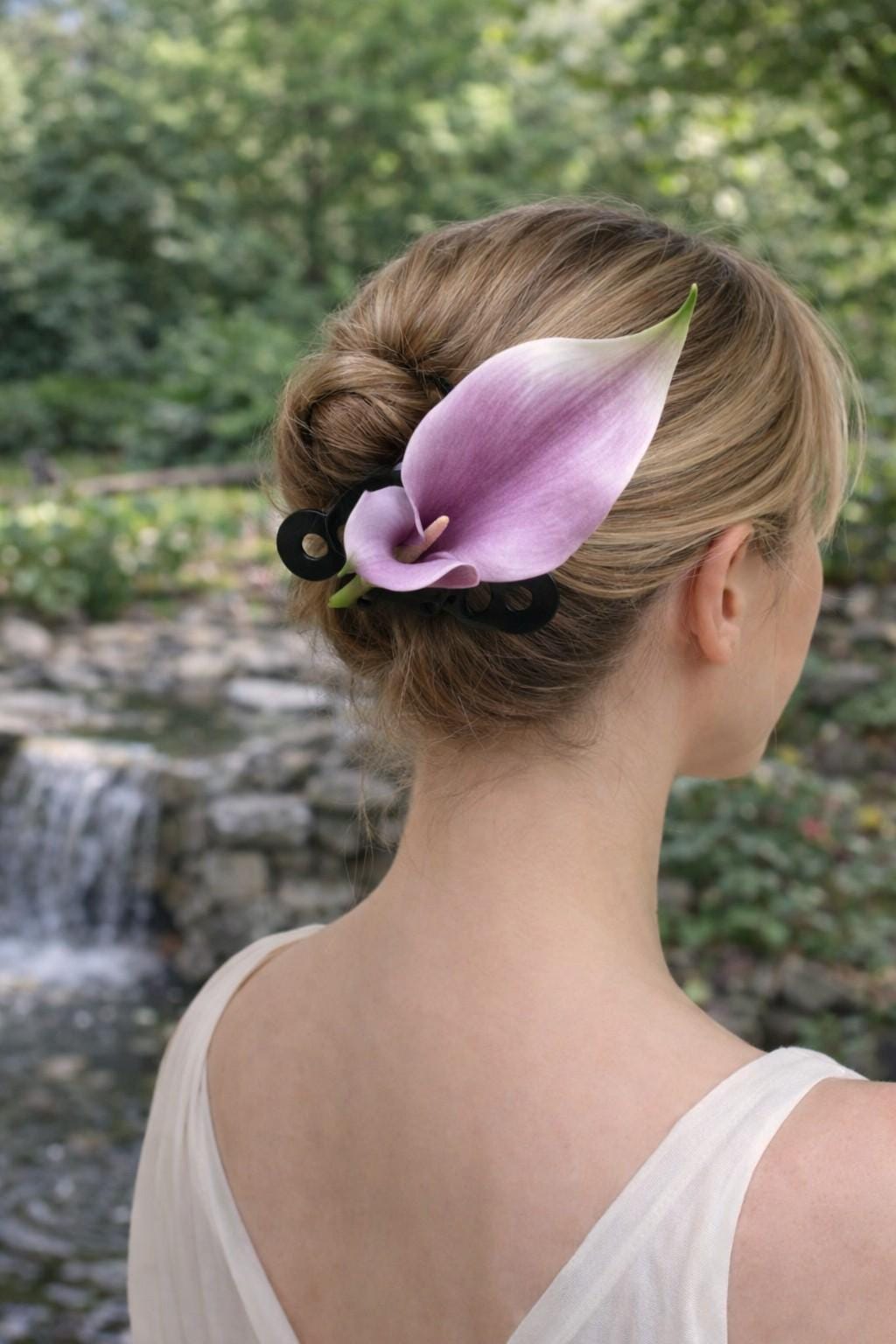 Handmade Purple Calla Lily Hair Claw – Elegant Floral  display picture 2