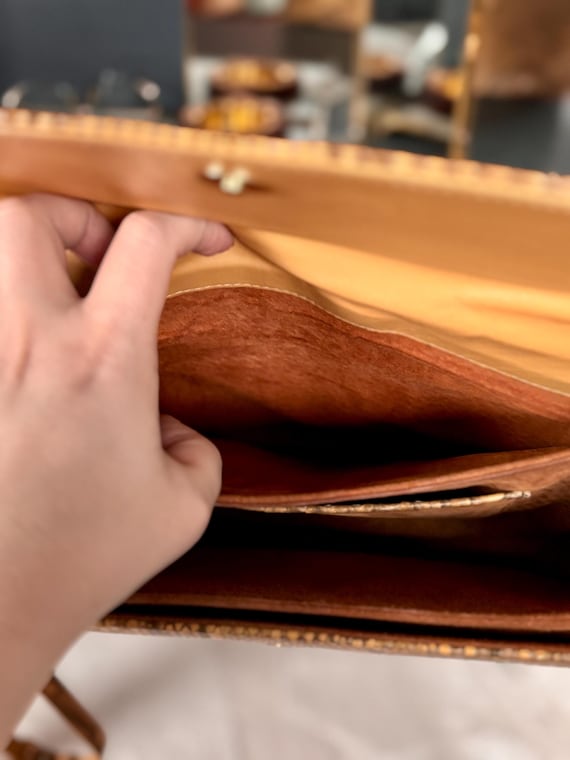 Vintage Genuine Python Leather Crossbody – Carame… - image 12