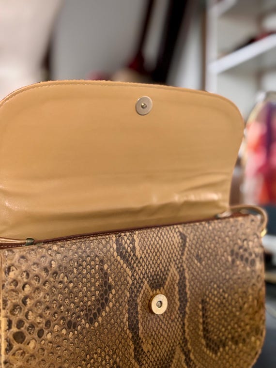 Vintage Genuine Python Leather Crossbody – Carame… - image 7