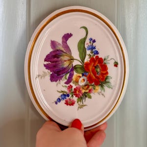 Antique vintage Furstenberg floral porcelain painting