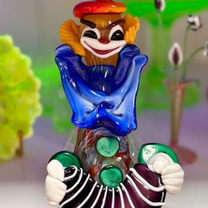 Sculpture unique de clown en verre de Murano vintage avec figurine en accordéon
