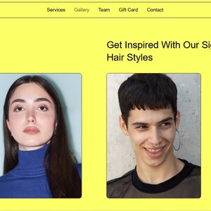 May include: A website screenshot showing a gallery of four different hairstyles. The website is called "PXL//PH" and the headline reads "Gallery: Get Inspired With Our Signature Hair Styles".