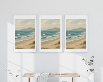 Coastal Seascape Art Print | Minimalist Ocean Wave Wall Art (Digital Download)