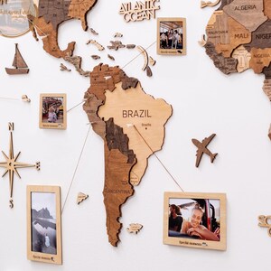 3D houten wereldkaart muurkunst muurdecoratie houten muur kunst housewarming cadeau-idee wereldreiskaart voor thuis of op kantoor