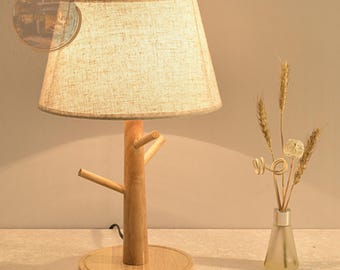 Nordic Tree Table Lamp: Solid Wood Japanese Style Dimmable Light