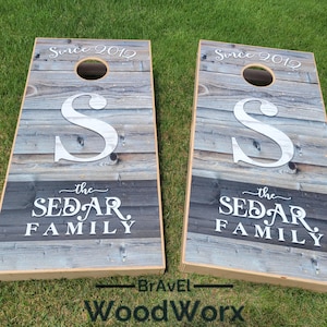 Personalized Wedding Cornhole Set: Custom Monogram, Handmade Wood Game