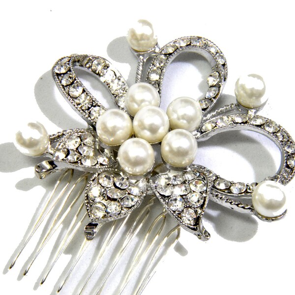 CORA - Rhinestone and Pearls  Bridal Comb