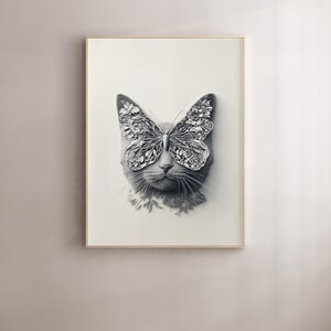 Arte del gatto Regalo per gli amanti dei gatti Decorazione murale moderna Bellissima arte murale Stampa minimalista di animali