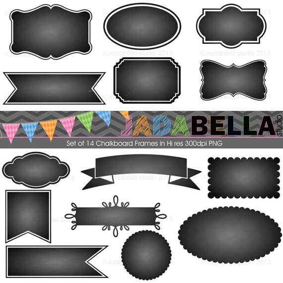 Items similar to Instant Download Set of 14 Chalkboard Frames PNG 300dpi hi res files download