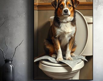 Funny Dog Bathroom Print – #Wallart