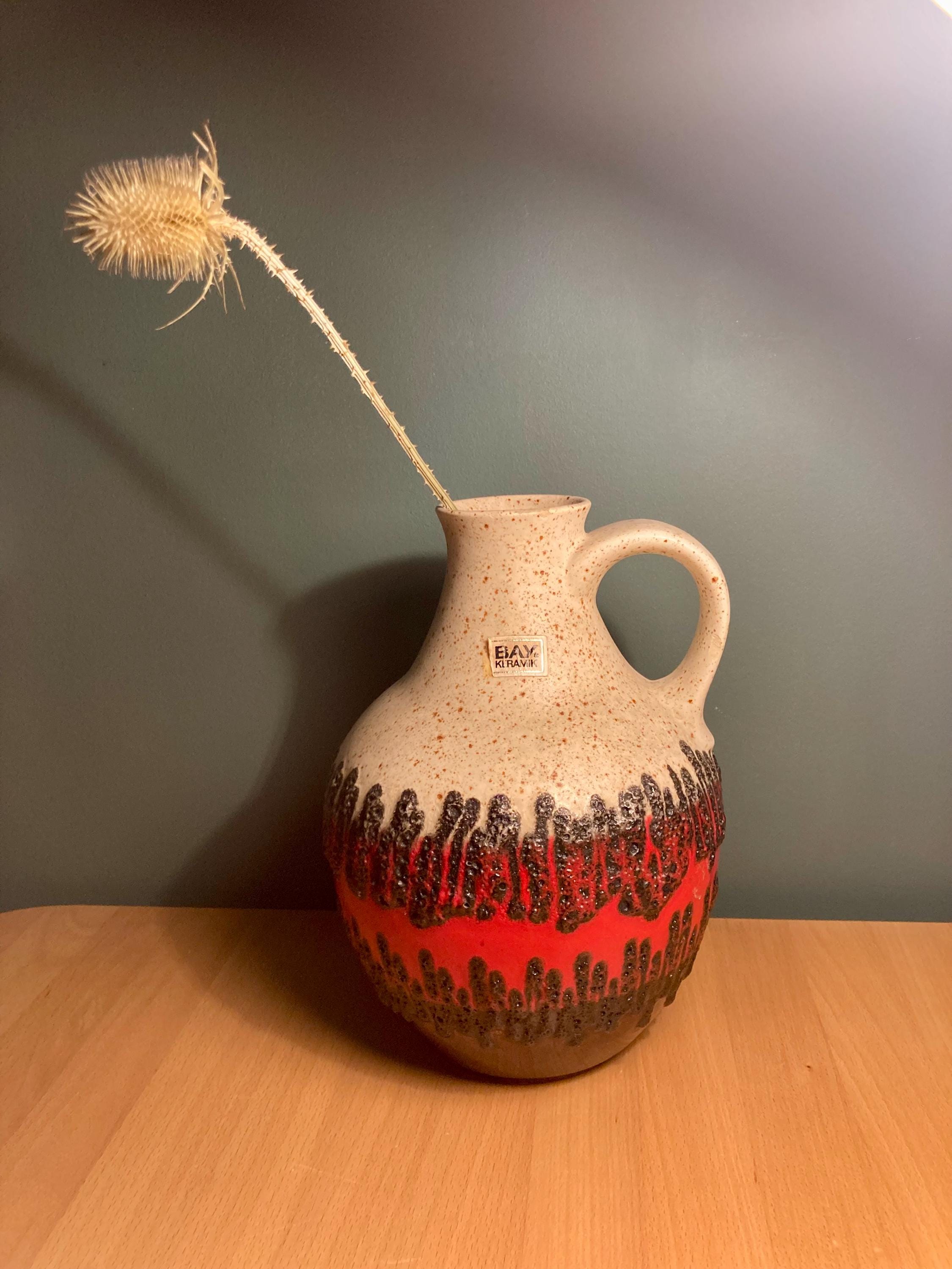 工芸品 BAY KERAMIK fat lava Vintage Bay Keramik Vase Jug, West German Pottery Fat Lava, With
