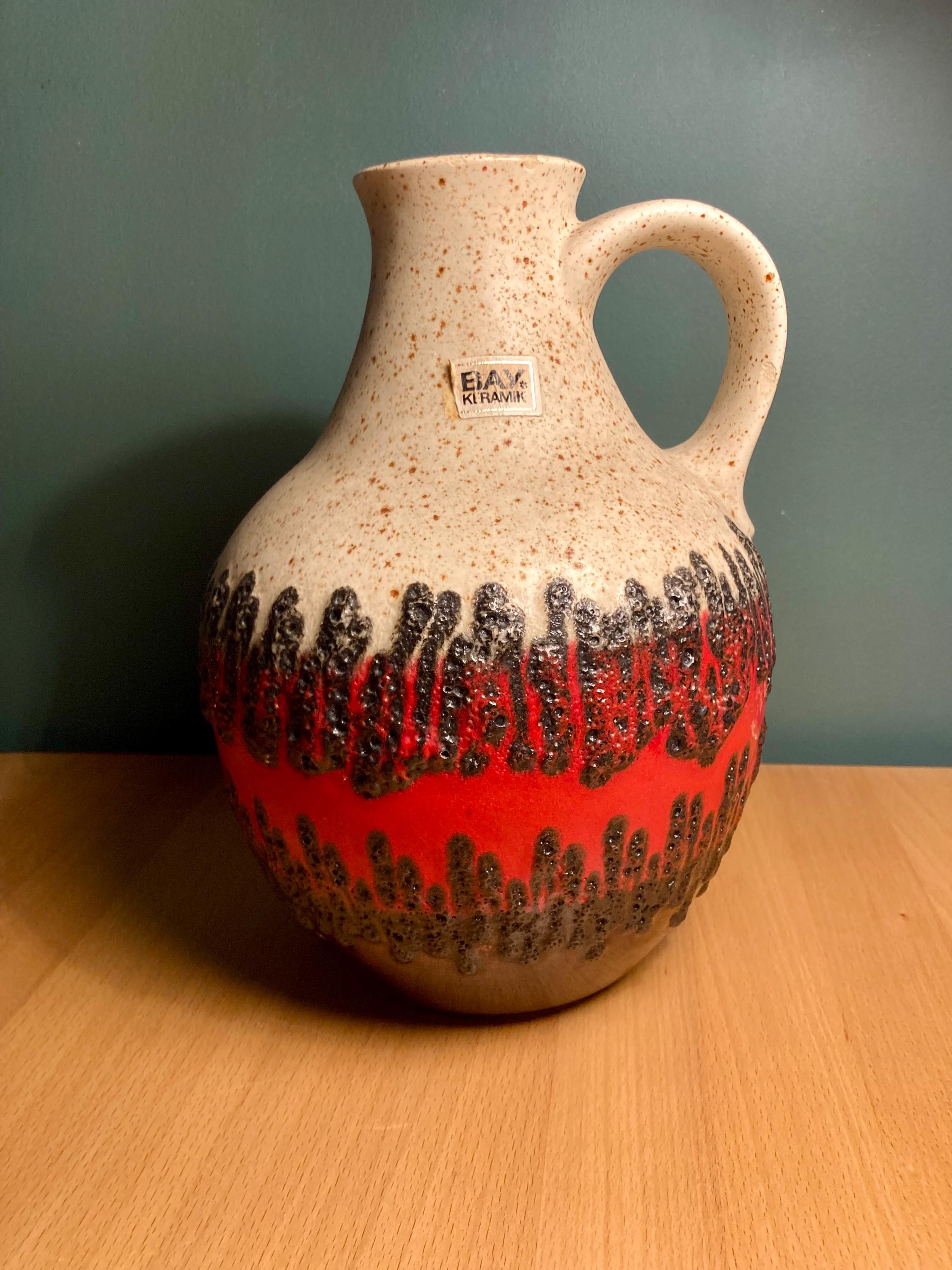 BAY.KERAMIK　西ドイツ製 ヴィンテージ 　FAT LAVA Vintage Bay Keramik Vase Jug, West German Pottery Fat Lava, With