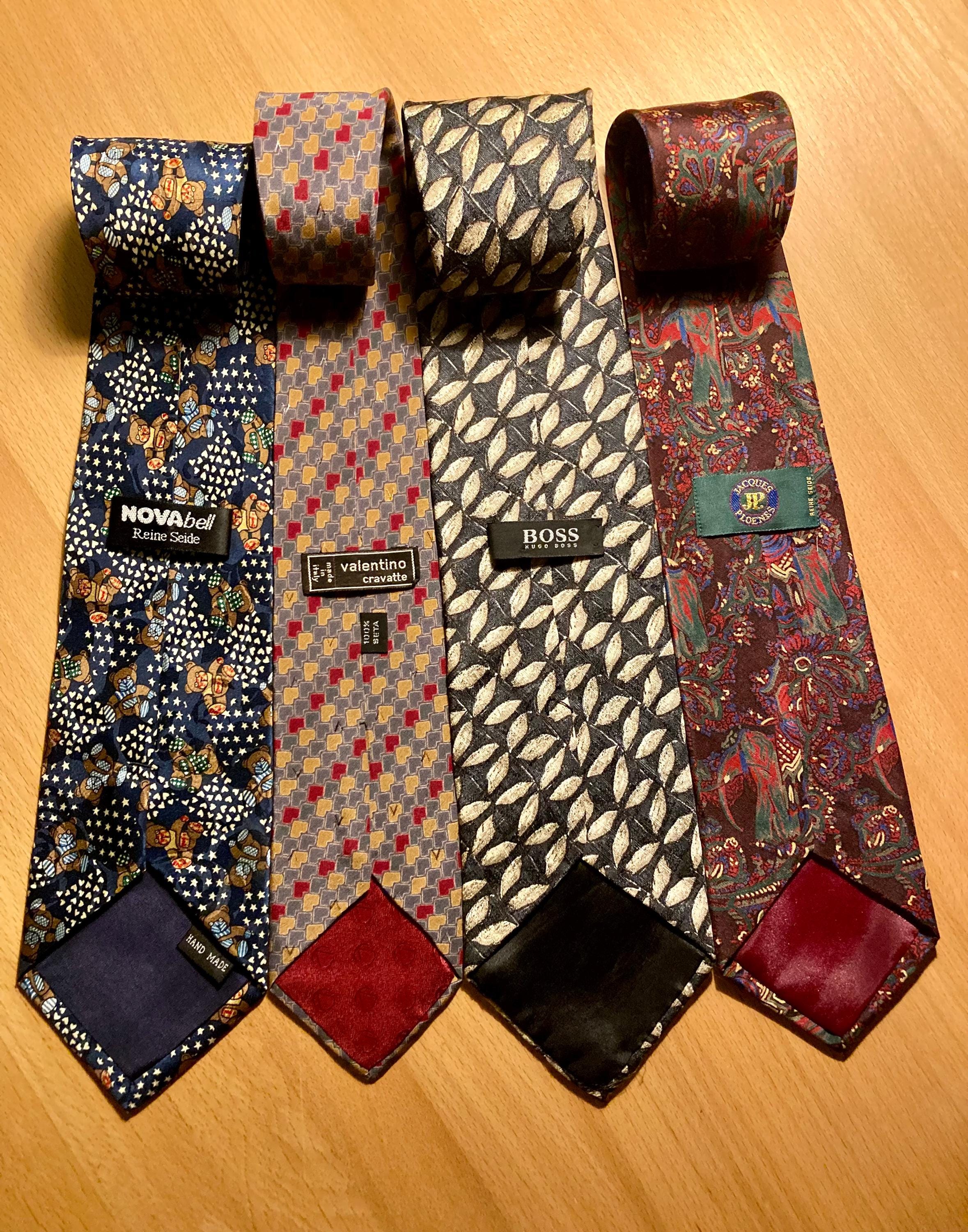 Vintage Designer Silk Neckties - 1980s-90s Valentino, Hugo Boss, Jacques Ploenes and Novabell