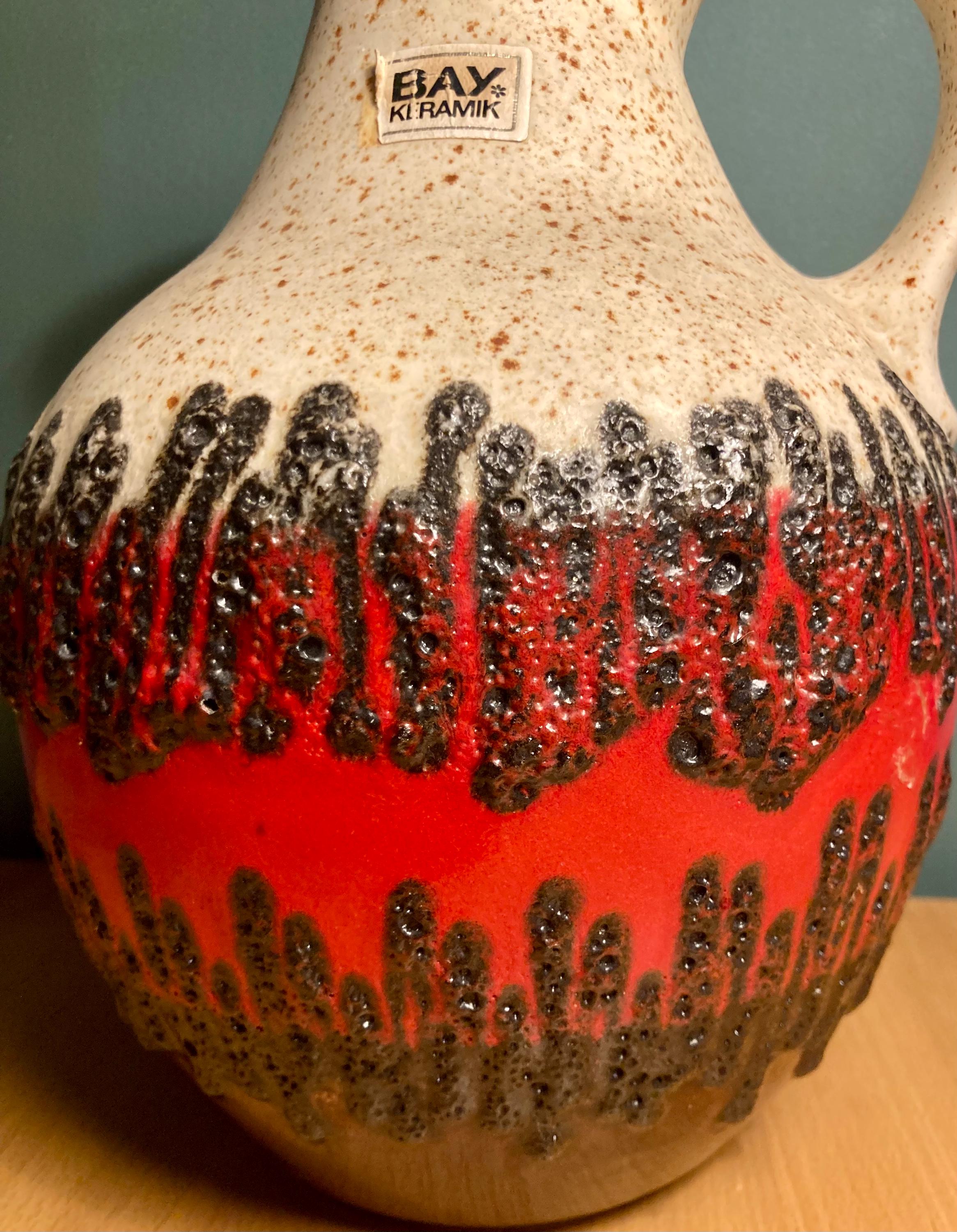 Vintage Bay Keramik Vase Jug, West German Pottery Fat Lava, With