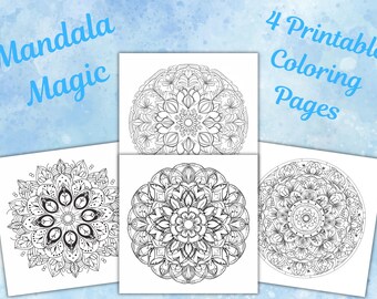 Mandala Magic Coloring Pages | Mental Health Coloring Book | Simple Coloring Sheets for Her | Gift for Therapist and Teacher | Boho Art