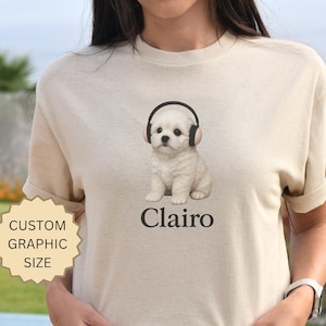 Clairo Merch Shirt, Clairo Dog with Headphones Shirt, Fan Indie Merch Music Gift, Cute Dog Tee, Gift for Daughter, Sweet Puppy Graphic Shirt