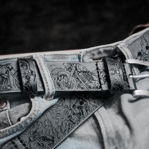 R*）様 theredthread S logo belt tops Handcrafted Red Leather Biker Belt With Motorcycle Stamps
