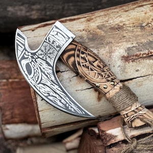 Handmade Viking pizza axe, pizza axe stainless, viking pizza cutter, hand forged axe, hatchet, Viking axe, viking gifts, viking knife