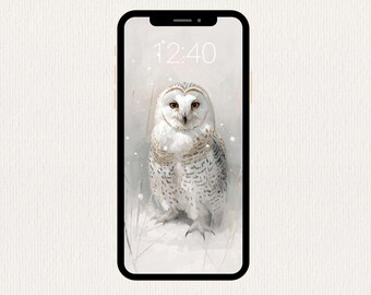 Telefon Wallpaper Digitaler Download | Telefon-Sperrbildschirm, Weiße Eule