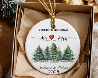 Mr Mrs Ornament, Personalized First Christmas, Housewarming Keepsake