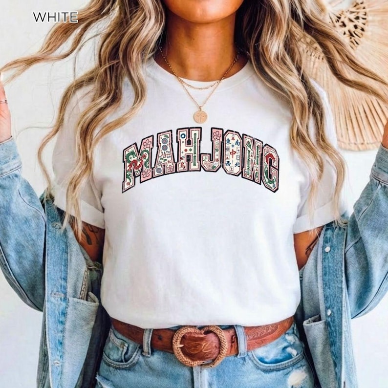 Mahjong-tröja, Mahjong-älskare-t-shirt, spelkvällsgrafik-tröja, rolig Mahjong-spelare-tröja, kakelspelsentusiast unisex presenttröja bild 14