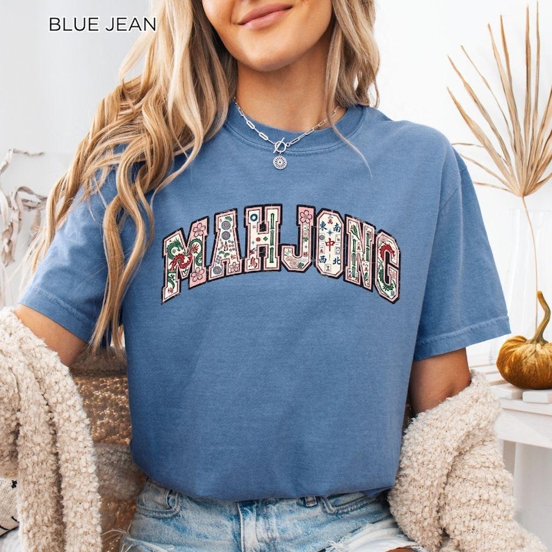 Mahjong-tröja, Mahjong-älskare-t-shirt, spelkvällsgrafik-tröja, rolig Mahjong-spelare-tröja, kakelspelsentusiast unisex presenttröja bild 17