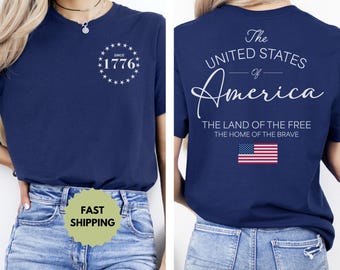 T-shirts 4 juillet, États-Unis d'Amérique 1776, t-shirt Pays de la liberté, chemise drapeau américain, vêtements du jour de l'indépendance