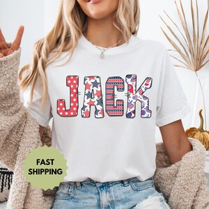 Abbigliamento personalizzato per il 4 luglio, maglietta con nome patriottico, abbigliamento personalizzato con nome, 4 luglio, maglietta americana