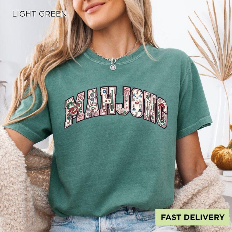 Mahjong-tröja, Mahjong-älskare-t-shirt, spelkvällsgrafik-tröja, rolig Mahjong-spelare-tröja, kakelspelsentusiast unisex presenttröja bild 15