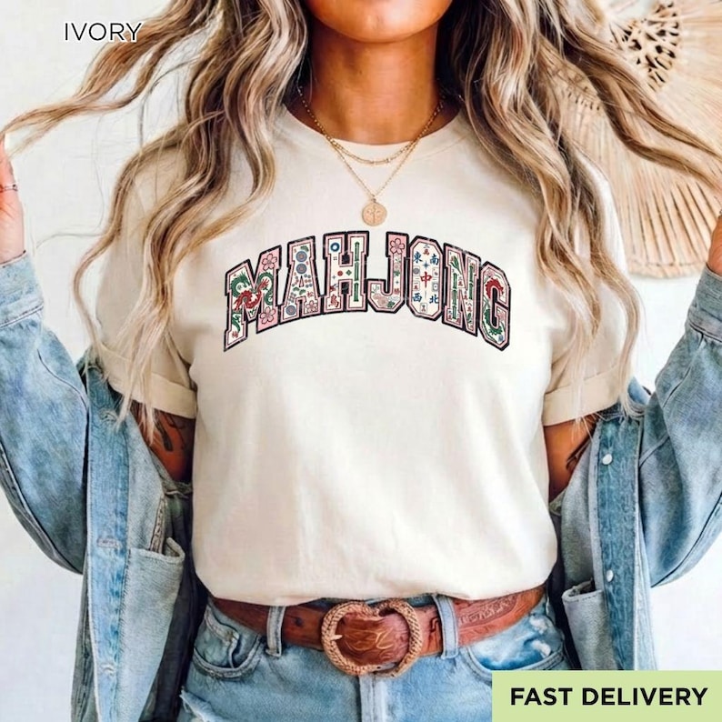Mahjong-tröja, Mahjong-älskare-t-shirt, spelkvällsgrafik-tröja, rolig Mahjong-spelare-tröja, kakelspelsentusiast unisex presenttröja bild 3