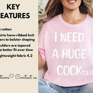 Funny Cocktail Shirt for Women – “I Need a Huge Cocktail” Party Tee – Gift for Brunch Lovers image 6