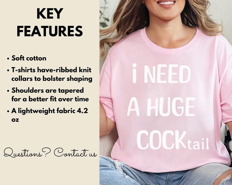 Funny Cocktail Shirt for Women – “I Need a Huge Cocktail” Party Tee – Gift for Brunch Lovers image 6