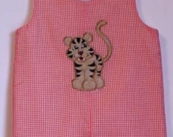 Tiger applique jon jon orange gingham size 9 mo to 3T