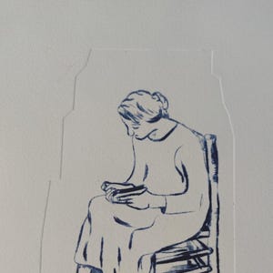 Incisione alla puntasecca, edizione limitata, serie femminile, acquaforte originale, su carta per incisione, lastra in polimero termoplastico.